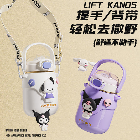 Sanrio authorized thermos cup, water cup, student large-capacity straw, drinking cup, vacuum large-capacity straw cup
