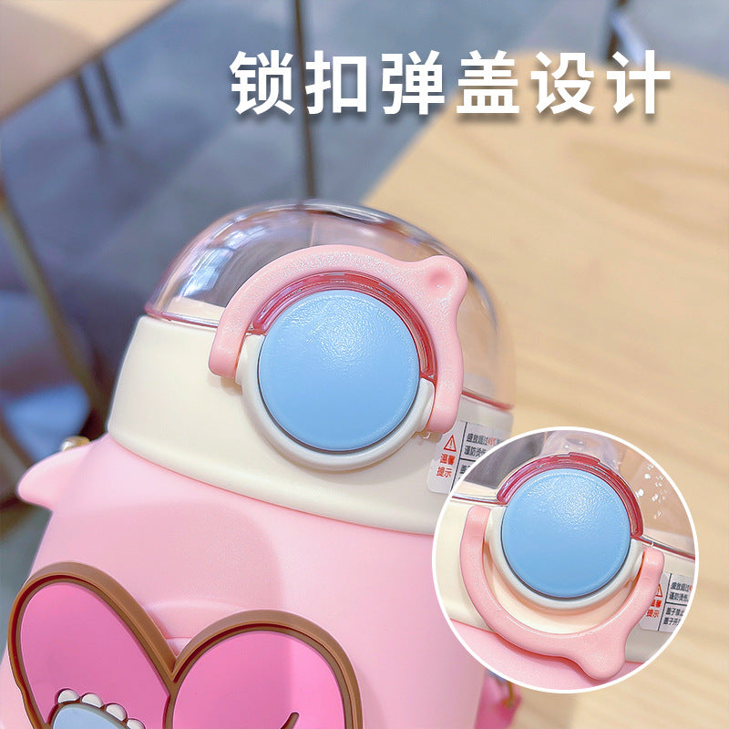 Sanrio Licensed Tritan Plastic Water Cup – Cute Portable Summer Straw Bottle for Students