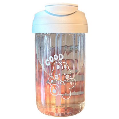 Cartoon student water cup girl summer Internet celebrity straw glass convenient office double drinking cup straw cup