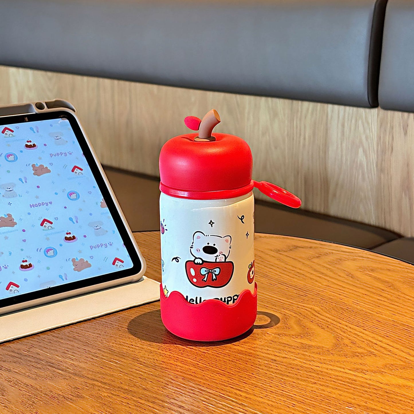 Cute Apple Pocket Thermos Cup – Mini Portable Insulated Mug with Sturdy Carry Ring