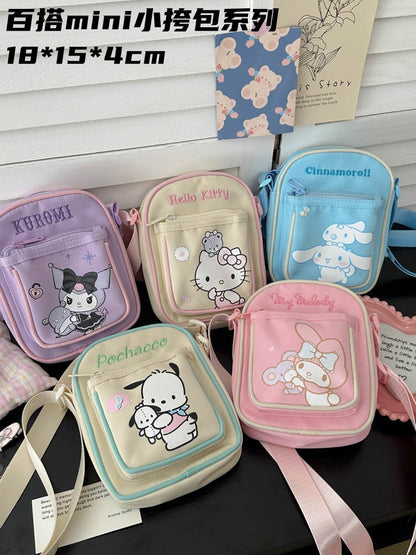 Sanrio Licensed Mini Crossbody Bag – Cute Cartoon Coin Purse & Phone Bag, Portable Korean Style Satchel