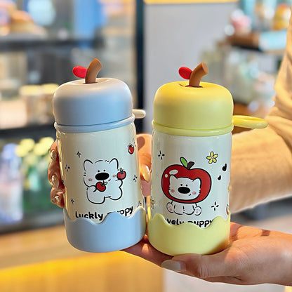 Cute Apple Pocket Thermos Cup – Mini Portable Insulated Mug with Sturdy Carry Ring