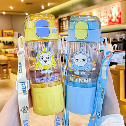 2025 new high-value straw cup girls' large-capacity double drinking cup convenient cartoon plastic cup tritan
