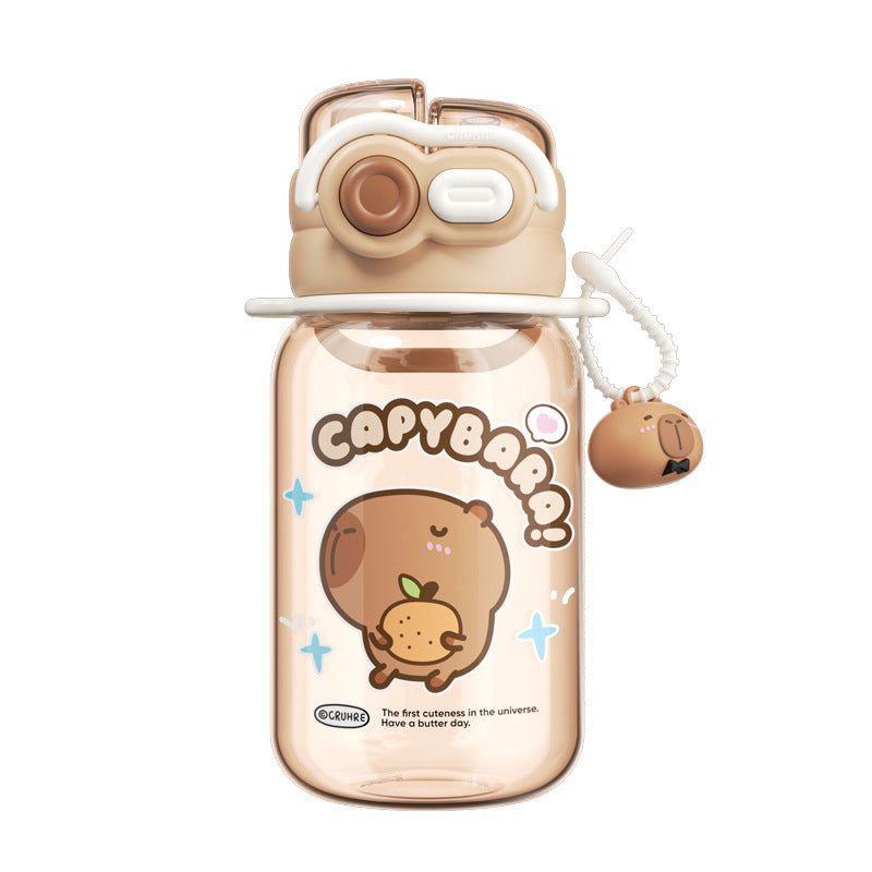 2025 New Capybara Children's Water Cup, Cute Large Capacity Double Drinking Cup, Lock Buckle, Convenient Handle, Straw Cup