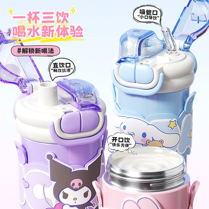 Sanrio Kids Thermos Cup 316 Stainless Steel – Large Capacity Double-Drink Portable Lock Cup for Girls