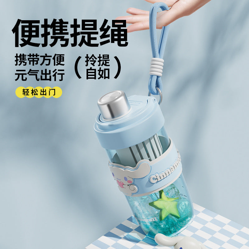Sanrio Licensed Kids Plastic Cup – Flip Lid Straw with Tea Separator, Student Drinking Cup