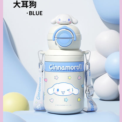 Sanrio Kids Stainless Steel Thermos Mug – Large Capacity Crossbody Girls Student Cup