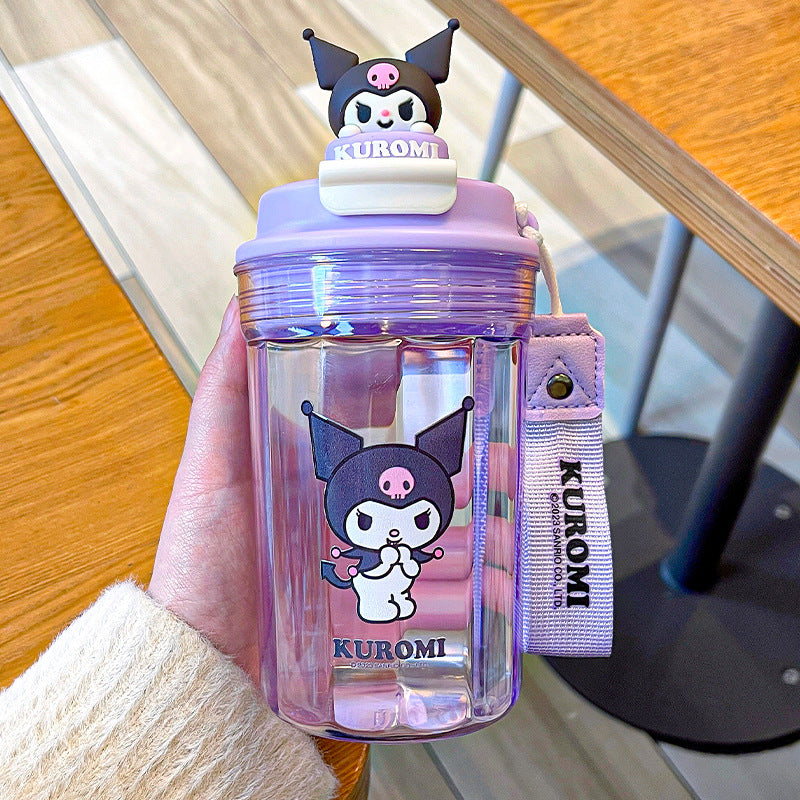 Sanrio Licensed Cartoon Kids Plastic Cup – Doll Coffee Mug, Sealed Leak-Proof Student Cup