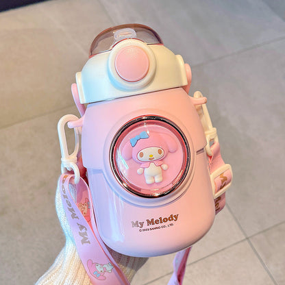 High-value Internet celebrity Sanrio co-branded water cup, adjustable strap cup, large capacity cute girl thermos cup 316
