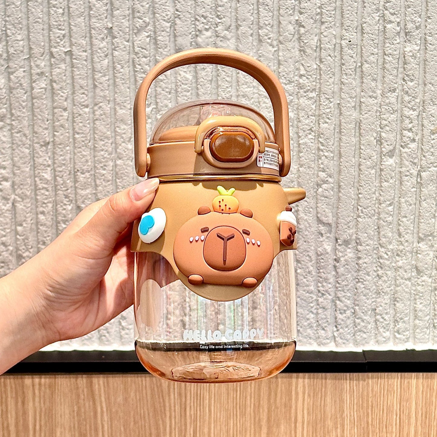 Capybara Double-Drink Plastic Cup – Pop Lid Kids Cartoon Straw Cup, Portable Girls Water Bottle