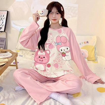 Kuromi Inspired Pure Cotton Long Sleeve Lounge Set for Men and Women Cartoon Spring Autumn Basewear