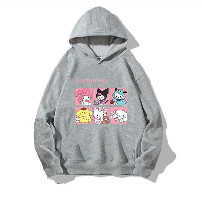 Sanrio Kuromi Girls Lightweight Hooded Sweatshirt Jacket - Kawaii Cartoon Long Sleeve Pullover for Kids (Spring Autumn)