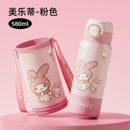 Sanrio Kuromi Family Series Thermos Cup – Four-Drink Lock Design with Adjustable Rope, Portable