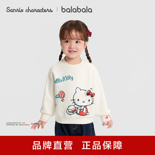 Kuromi Inspired Girls Faux Two-Piece Sweatshirt – Soft Cotton Blend Pullover for Autumn Winter