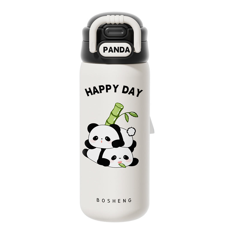2025 New Panda Children's Thermos Mug 316 Stainless Steel Girls' High-Value Water Cup Double Drinking Cup Students