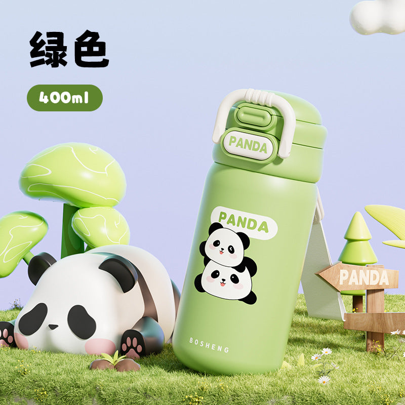 2025 New Panda Children's Thermos Mug 316 Stainless Steel Girls' High-Value Water Cup Double Drinking Cup Students
