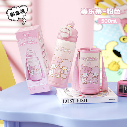 Sanrio family series student children's thermos cup 316 stainless steel portable cup cover drinking cup double drink gift box