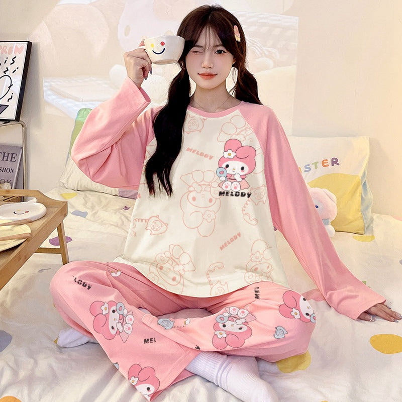 Kuromi Inspired Pure Cotton Long Sleeve Lounge Set for Men and Women Cartoon Spring Autumn Basewear