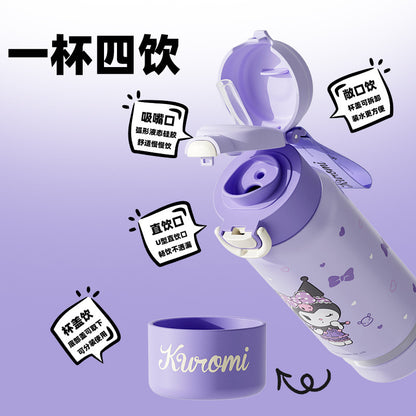 Sanrio Kuromi Family Series Thermos Cup – Four-Drink Lock Design with Adjustable Rope, Portable