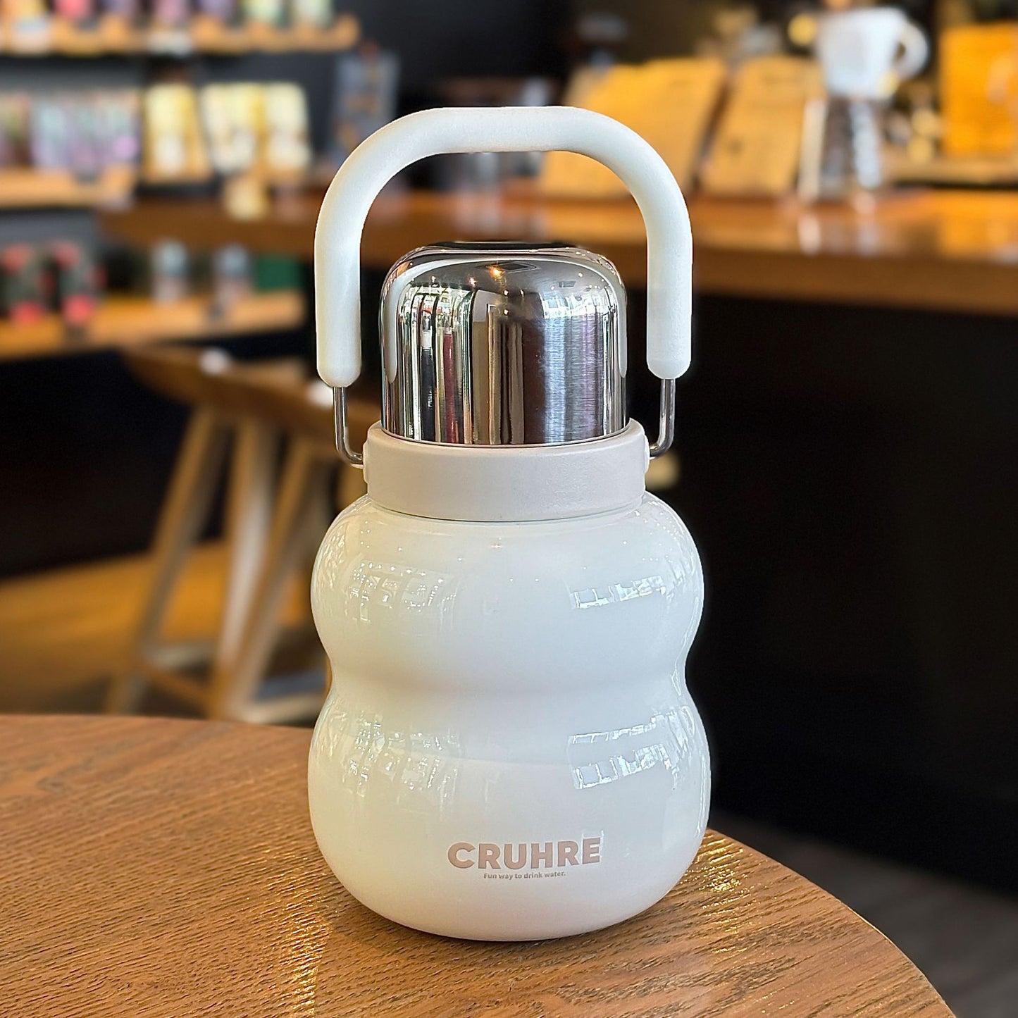 Minimalist Gourd-Shape Handle Cup – Double-Drink Tea Mug with Sturdy Carry Ring, Large Capacity