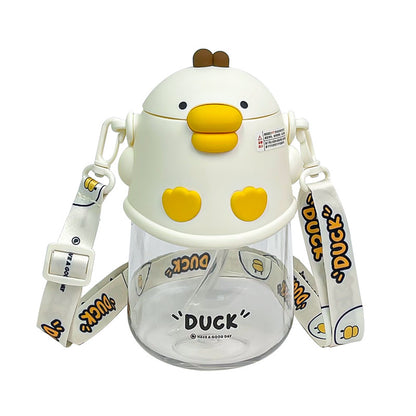 Cute Dudu Duck Plastic Cup – Silicone Spout Large Capacity Kids Water Cup with Handle