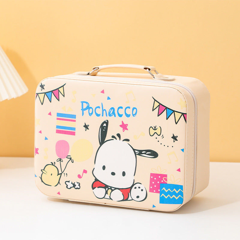 Sanrio Cartoon Makeup Case with Mirror – Large Capacity Portable Storage Box, Birthday Gift