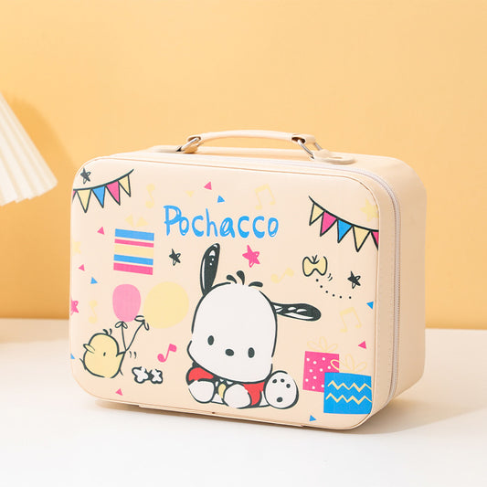 Sanrio Cartoon Makeup Case with Mirror – Large Capacity Portable Storage Box, Birthday Gift