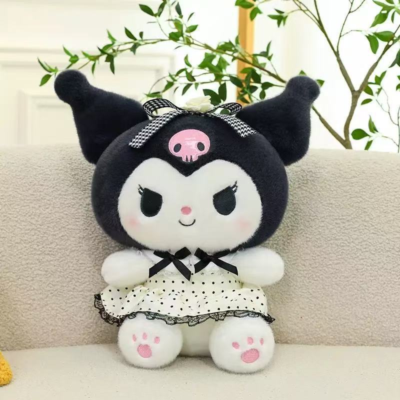 Sanrio Kuromi & My Melody Camellia Plush Pillow – Cute Japanese Kawaii Doll Gift