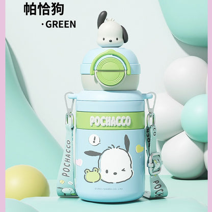 Sanrio Kids Stainless Steel Thermos Mug – Large Capacity Crossbody Girls Student Cup