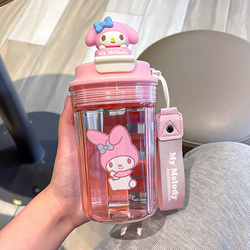 Sanrio Licensed Cartoon Kids Plastic Cup – Doll Coffee Mug, Sealed Leak-Proof Student Cup