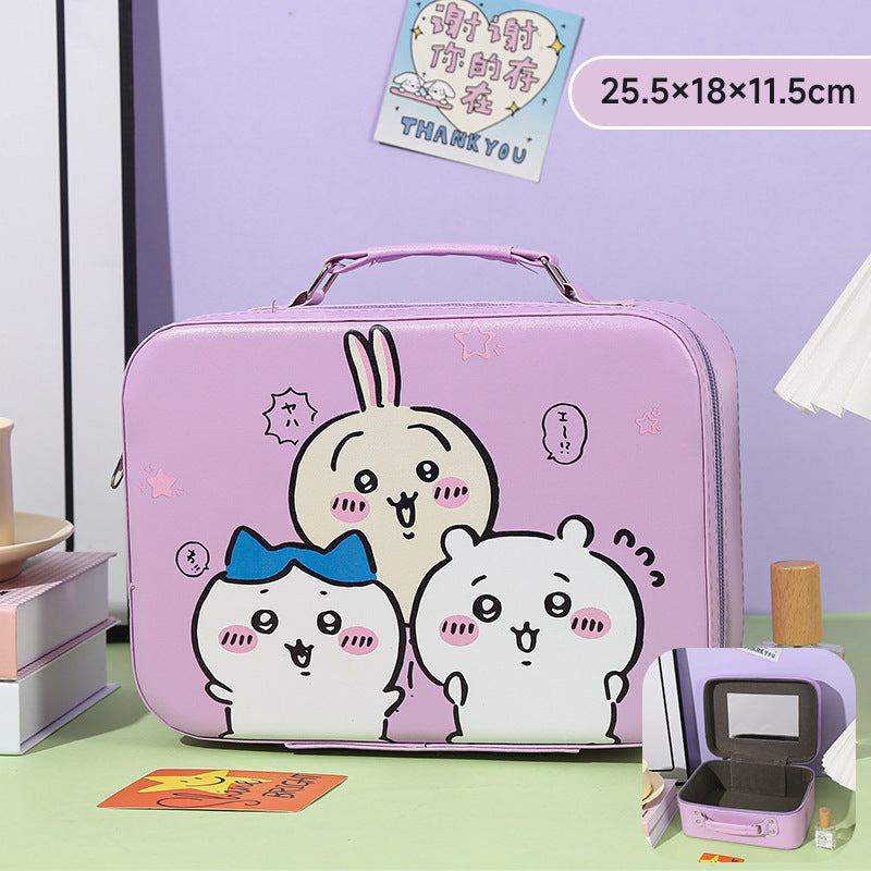Cartoon Kids Cute Cosmetic Bag Sanrio Travel Portable Large Capacity Mirror Cosmetic Case Cosmetic Storage Box