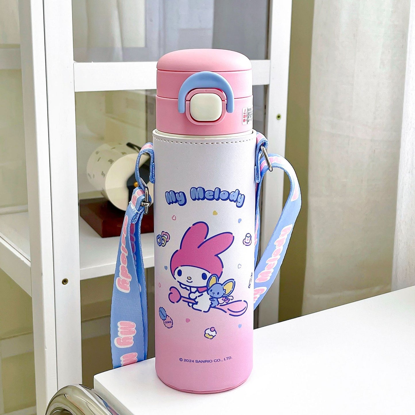 Genuine Sanrio authorized thermos cup, high-value cartoon student sports cup, convenient and large-capacity double drinking cup