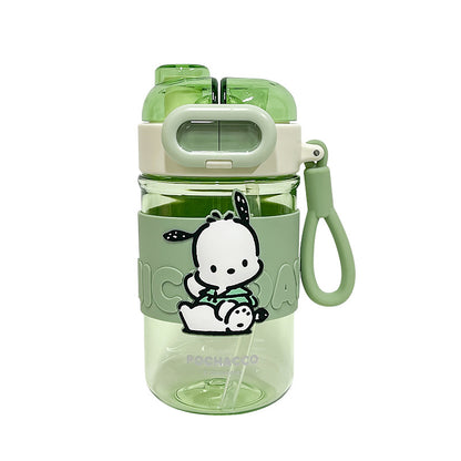 Sanrio Licensed Plastic Drinking Cup – Cute Cartoon Portable Double-Drink Straw Cup for Girls
