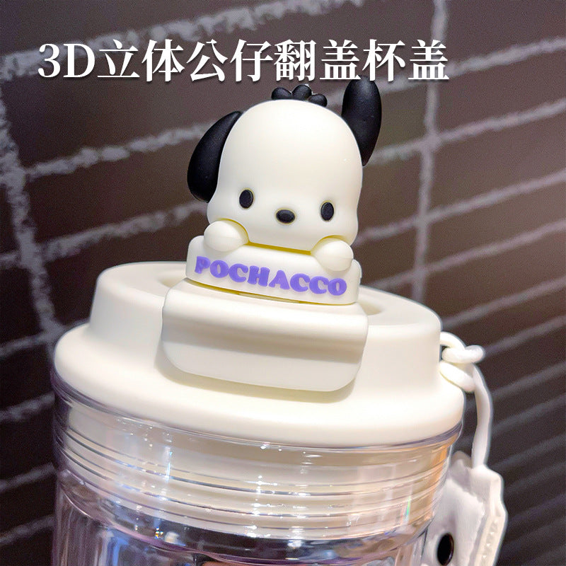 Sanrio Licensed Cartoon Kids Plastic Cup – Doll Coffee Mug, Sealed Leak-Proof Student Cup