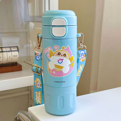 Egg Boy Party Dual-Purpose Thermos Cup – Straw Cup with Adjustable Strap, Portable