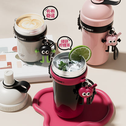 Large capacity thermos mug straw outdoor portable sports thermos mug gradient simple drinking cup cloud drinking kettle