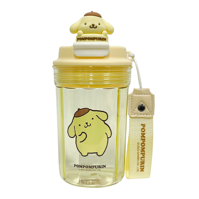 Sanrio Licensed Cartoon Kids Plastic Cup – Doll Coffee Mug, Sealed Leak-Proof Student Cup