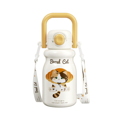 2025 Bread Kitten Drinking Water Cup Double Drink Thermos Cup 316 Household Portable Stainless Steel Drinking Cup