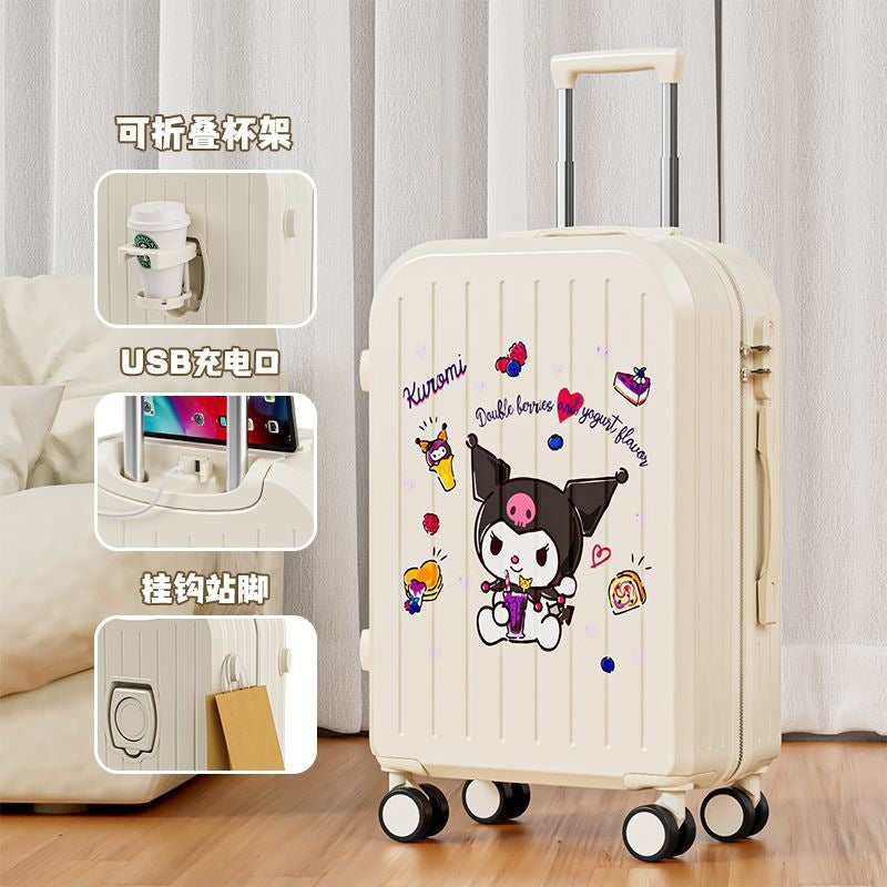 Sanrio Kuromi & Cinnamoroll Girls Trolley Suitcase – Large Capacity Carry-On Luggage for Kids