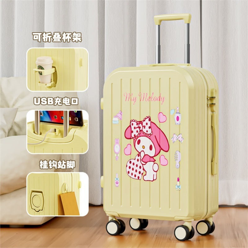 Sanrio Kuromi & Cinnamoroll Girls Trolley Suitcase – Large Capacity Carry-On Luggage for Kids