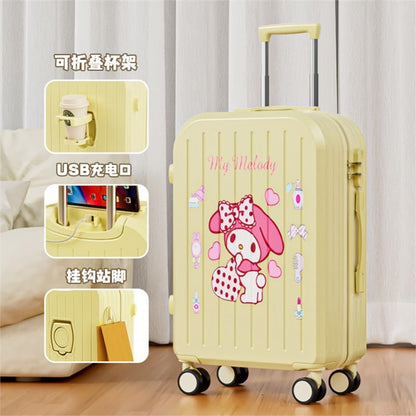 Sanrio Kuromi & Cinnamoroll Girls Trolley Suitcase – Large Capacity Carry-On Luggage for Kids