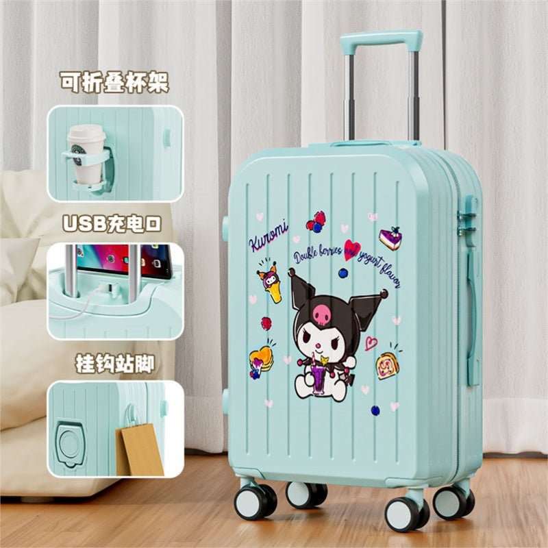 Sanrio Kuromi & Cinnamoroll Girls Trolley Suitcase – Large Capacity Carry-On Luggage for Kids