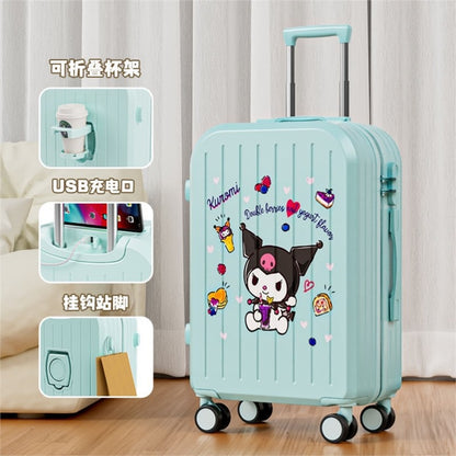 Sanrio Kuromi & Cinnamoroll Girls Trolley Suitcase – Large Capacity Carry-On Luggage for Kids