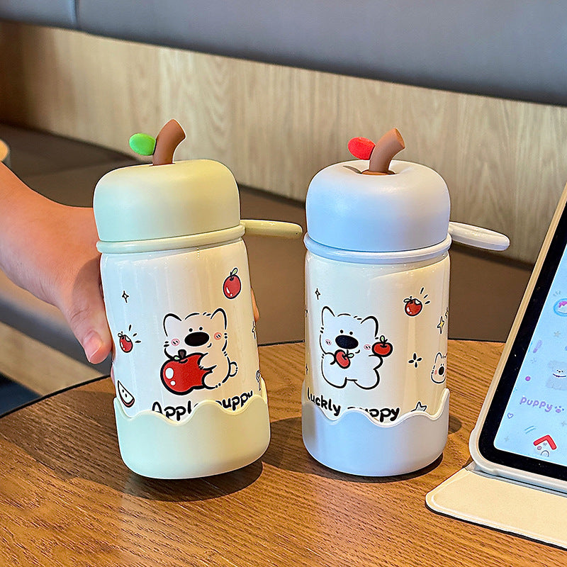 Cute Apple Pocket Thermos Cup – Mini Portable Insulated Mug with Sturdy Carry Ring