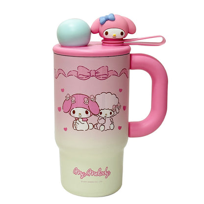 Sanrio Family Gradient Ice Cup – Double-Spout Large Capacity Portable Drinking Cup