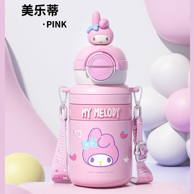 Sanrio Kids Stainless Steel Thermos Mug – Large Capacity Crossbody Girls Student Cup
