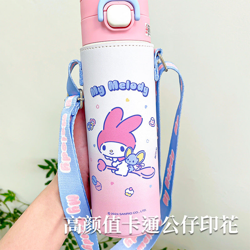 Genuine Sanrio authorized thermos cup, high-value cartoon student sports cup, convenient and large-capacity double drinking cup