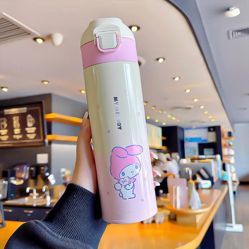 Kuromi gradient color convenient handle thermos cup convenient to carry silk screen design cup double drinking cup