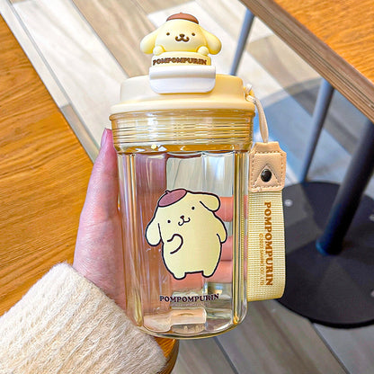 Sanrio Licensed Cartoon Kids Plastic Cup – Doll Coffee Mug, Sealed Leak-Proof Student Cup