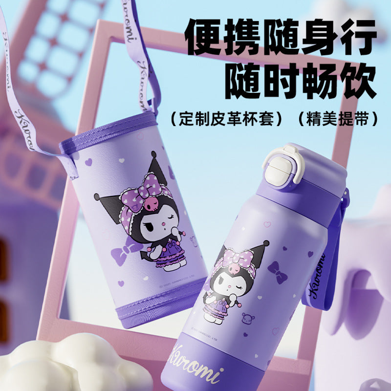 Sanrio Kuromi Family Series Thermos Cup – Four-Drink Lock Design with Adjustable Rope, Portable
